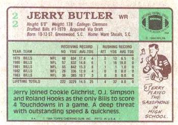 1984 Topps #22 Jerry Butler Back