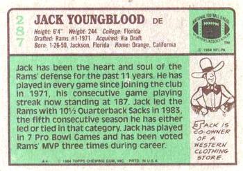 1984 Topps #287 Jack Youngblood Back