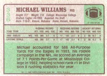 1984 Topps #336 Michael Williams Back