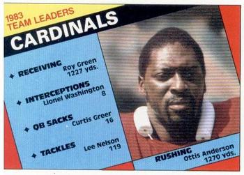 1984 Topps #337 Cardinals Team Leaders - Ottis Anderson Front