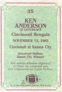 1984 Topps #35 Ken Anderson Back