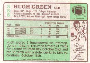 1984 Topps #366 Hugh Green Back