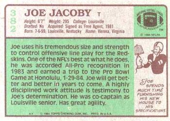 1984 Topps #382 Joe Jacoby Back