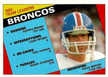 1984 Topps #61 Broncos Team Leaders - Steve Watson Front
