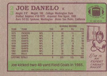 1984 Topps #23 Joe Danelo Back