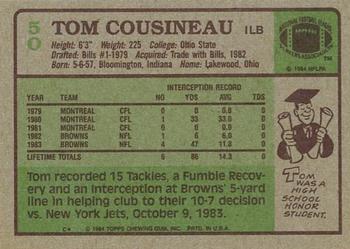 1984 Topps #50 Tom Cousineau Back