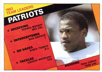 1984 Topps #131 Patriots Team Leaders - Tony Collins Front