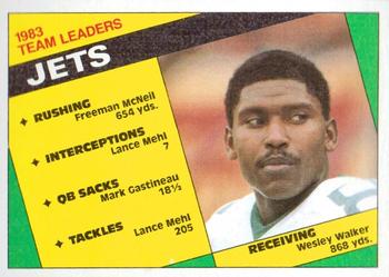 1984 Topps #144 Jets Team Leaders - Wesley Walker Front