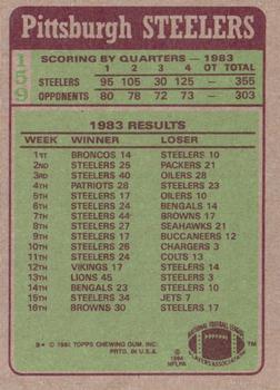 1984 Topps #159 Steelers Team Leaders - Franco Harris Back