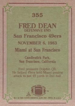 1984 Topps #355 Fred Dean Back