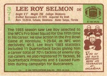 1984 Topps #371 Lee Roy Selmon Back