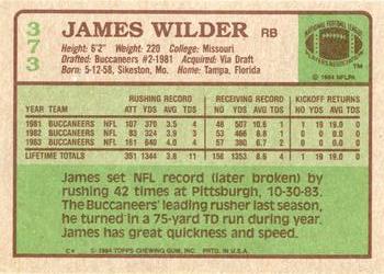 1984 Topps #373 James Wilder Back