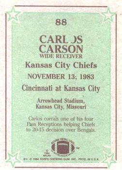 1984 Topps #88 Carlos Carson Back