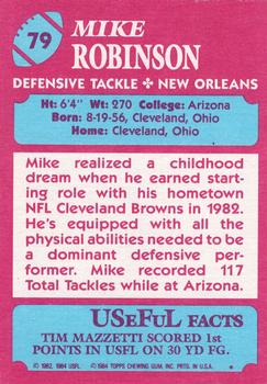 1984 Topps USFL #79 Mike Robinson Back