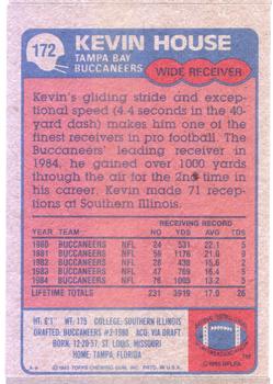 1985 Topps #172 Kevin House Back