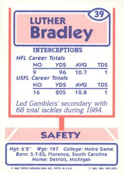 1985 Topps USFL #39 Luther Bradley Back