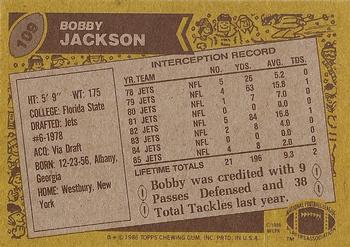 1986 Topps #109 Bobby Jackson Back