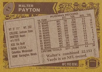 1986 Topps #11 Walter Payton Back