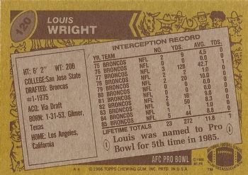1986 Topps #120 Louis Wright Back