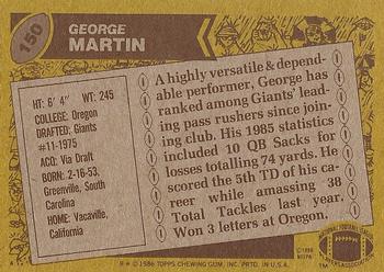 1986 Topps #150 George Martin Back