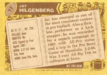 1986 Topps #17 Jay Hilgenberg Back