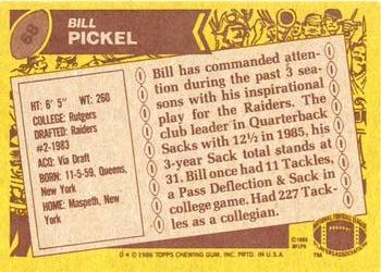 1986 Topps #68 Bill Pickel Back