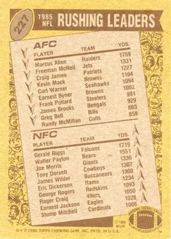 1986 Topps #227 Marcus Allen / Gerald Riggs Back