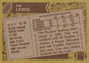 1986 Topps #223 Tim Lewis Back