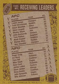 1986 Topps #226 Lionel James / Roger Craig Back