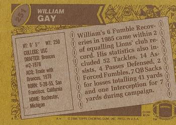 1986 Topps #251 William Gay Back