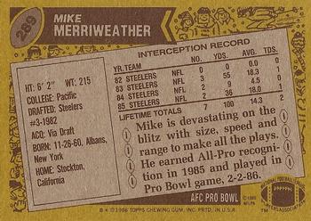1986 Topps #289 Mike Merriweather Back