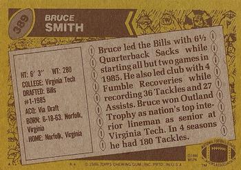 1986 Topps #389 Bruce Smith Back