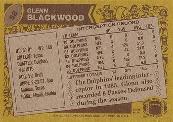 1986 Topps #58 Glenn Blackwood Back