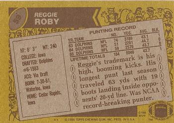 1986 Topps #59 Reggie Roby Back