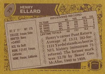 1986 Topps #79 Henry Ellard Back