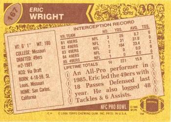 1986 Topps #167 Eric Wright Back