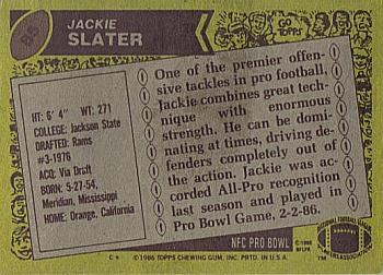 1986 Topps #85 Jackie Slater Back