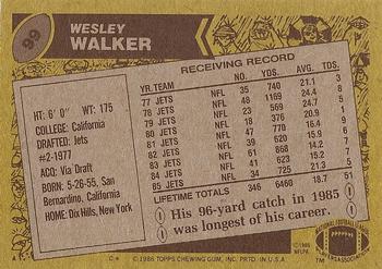 1986 Topps #99 Wesley Walker Back
