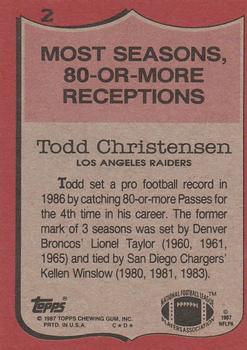 1987 Topps #2 Todd Christensen Back