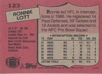 1987 Topps #123 Ronnie Lott Back