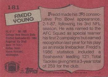 1987 Topps #181 Fredd Young Back