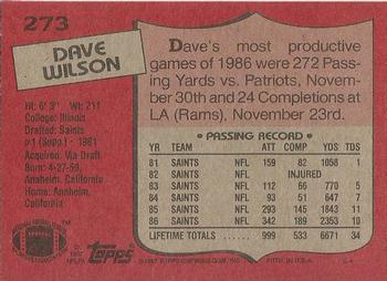 1987 Topps #273 Dave Wilson Back