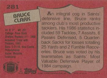 1987 Topps #281 Bruce Clark Back