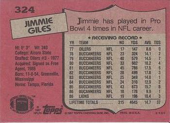 1987 Topps #324 Jimmie Giles Back