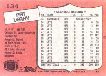 1987 Topps #134 Pat Leahy Back