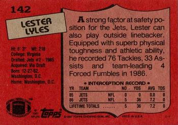 1987 Topps #142 Lester Lyles Back