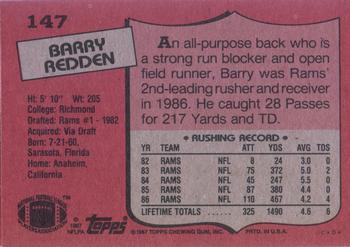 1987 Topps #147 Barry Redden Back