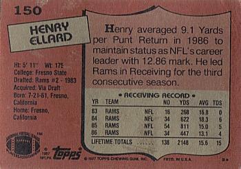 1987 Topps #150 Henry Ellard Back