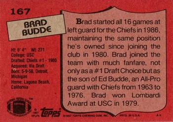 1987 Topps #167 Brad Budde Back