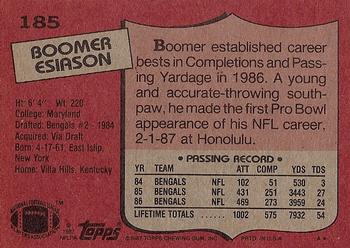 1987 Topps #185 Boomer Esiason Back